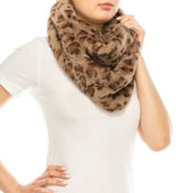 Brown Leopard Faux Fur Infinity Scarf