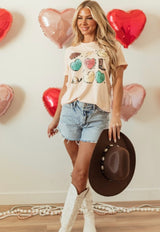 Western Love Khaki Valentines Graphic Tee