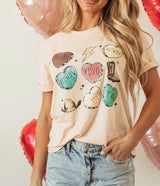 Western Love Khaki Valentines Graphic Tee