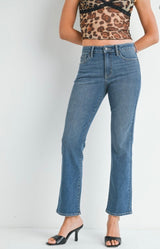 Mid Rise Straight Leg Medium Denim Wash Jeans by Just USA