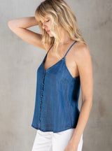 Vintage Wash Tencel Cami Tank W/Button Detail by Lovestitch