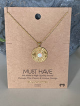 18K Gold Dipped Circle w/Opal Stone Necklace