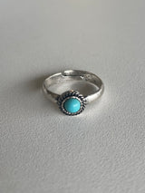 Antique Silver & Turquoise Small Round Stone Adjustable Ring