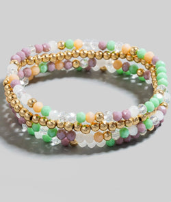 Lavender & Pastel Set of 4 Stretch Beaded Bracelets