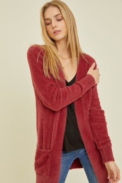 Poppy Fuzzy Ultra Soft Cardigan w/Pockets