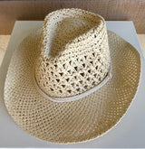 Ivory Straw Braided Cowgirl Hat w/Rope Strap