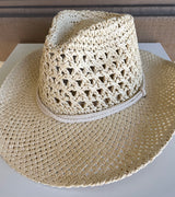 Ivory Straw Braided Cowgirl Hat w/Rope Strap