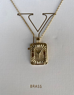 Gold Initial Y Rectangle Necklace