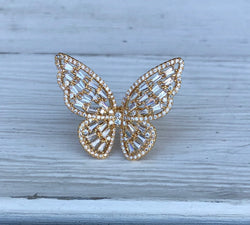 Gold & Bling Large Butterfly Ring