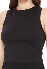 Black Cropped Seamless Muscle Tank by Dynamic Fashion